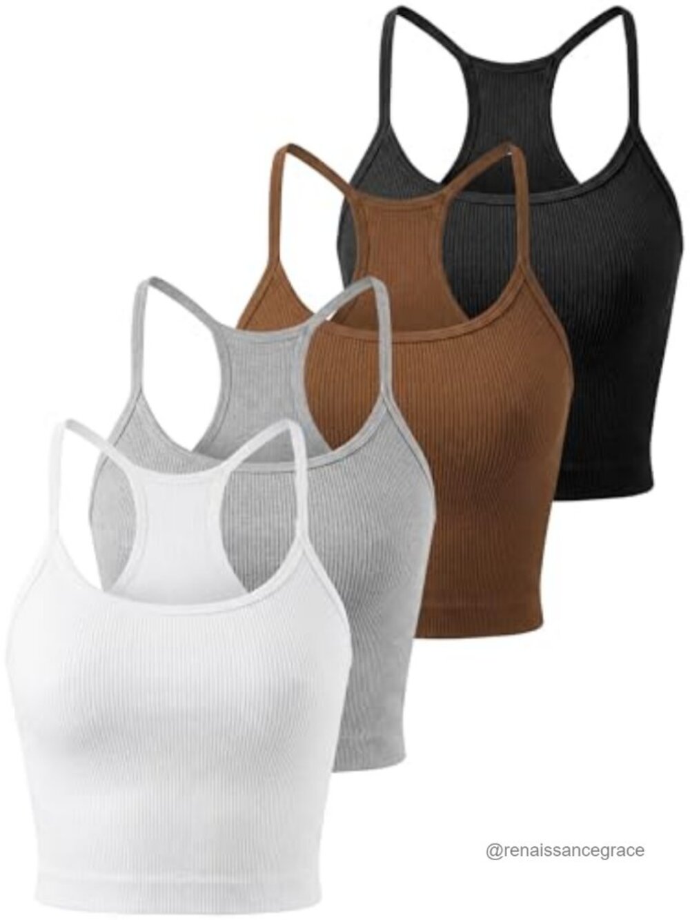 Women's Ribbed Racerback Workout Tank Tops 4 Pack Sleeveless V-Neck